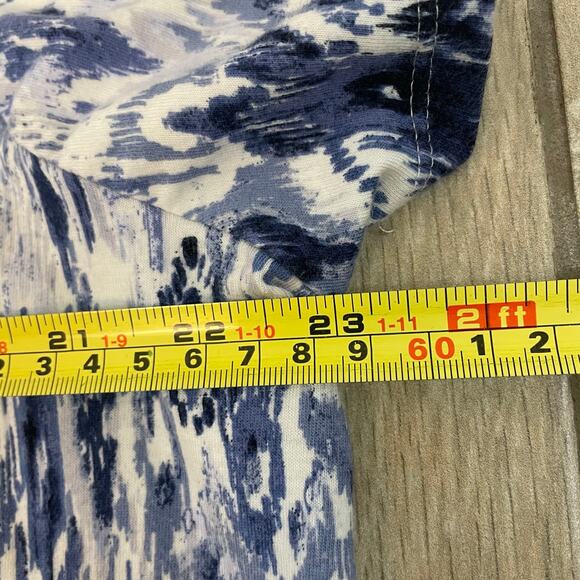 Pure Jill Pima Cotton High Low Tee Blue Ikat Print Short Sleeve Top XL - Picture 5 of 6